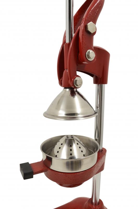 Manual Cast-Iron Red Citrus Squeezer with 5" Cutter Plate Diameter